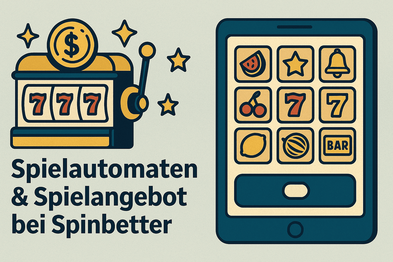 Slot-Angebot bei Spinbetter Casino mit Spielautomaten und Spielsymbolen auf Mobilgerät